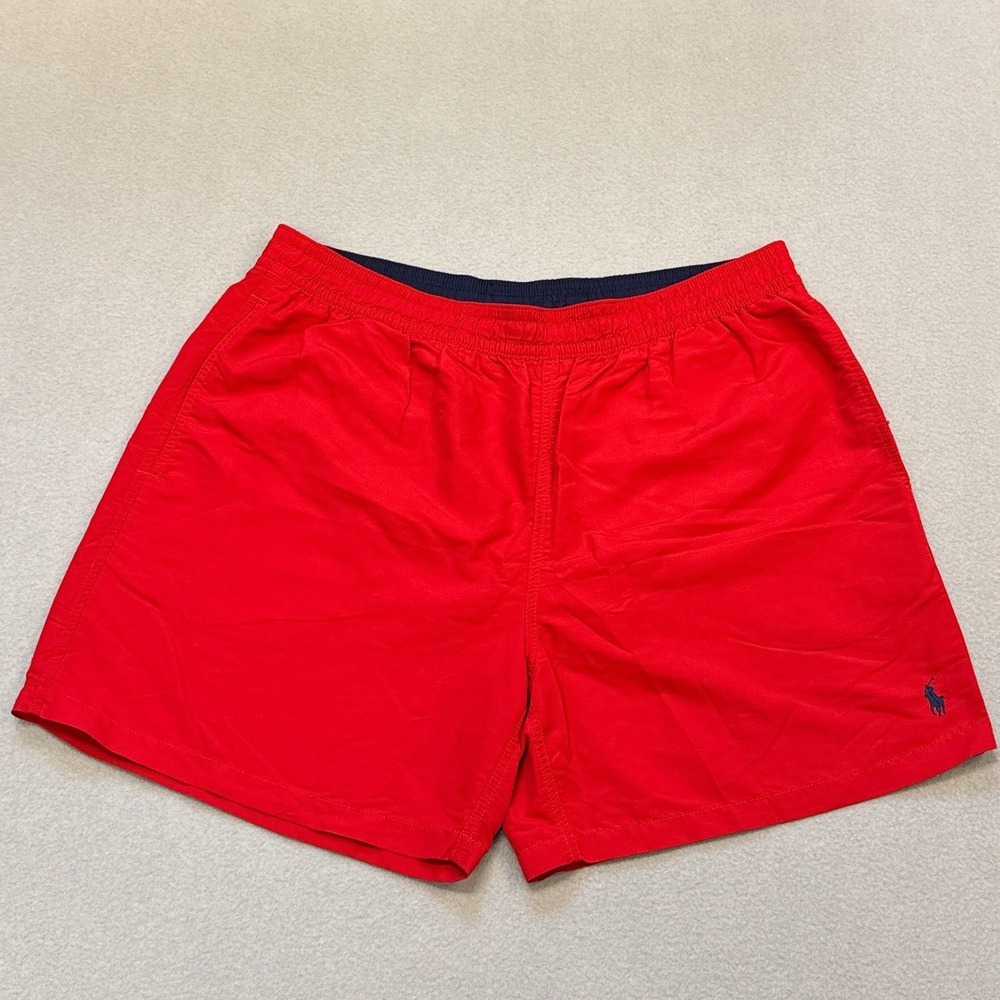 Polo Ralph Lauren Swim Trunks Men XL Red Nylon Mesh Lined No Drawstring Pony